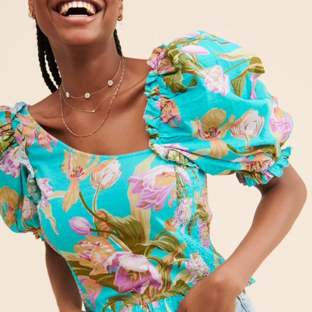Floral Puff Sleeve Top